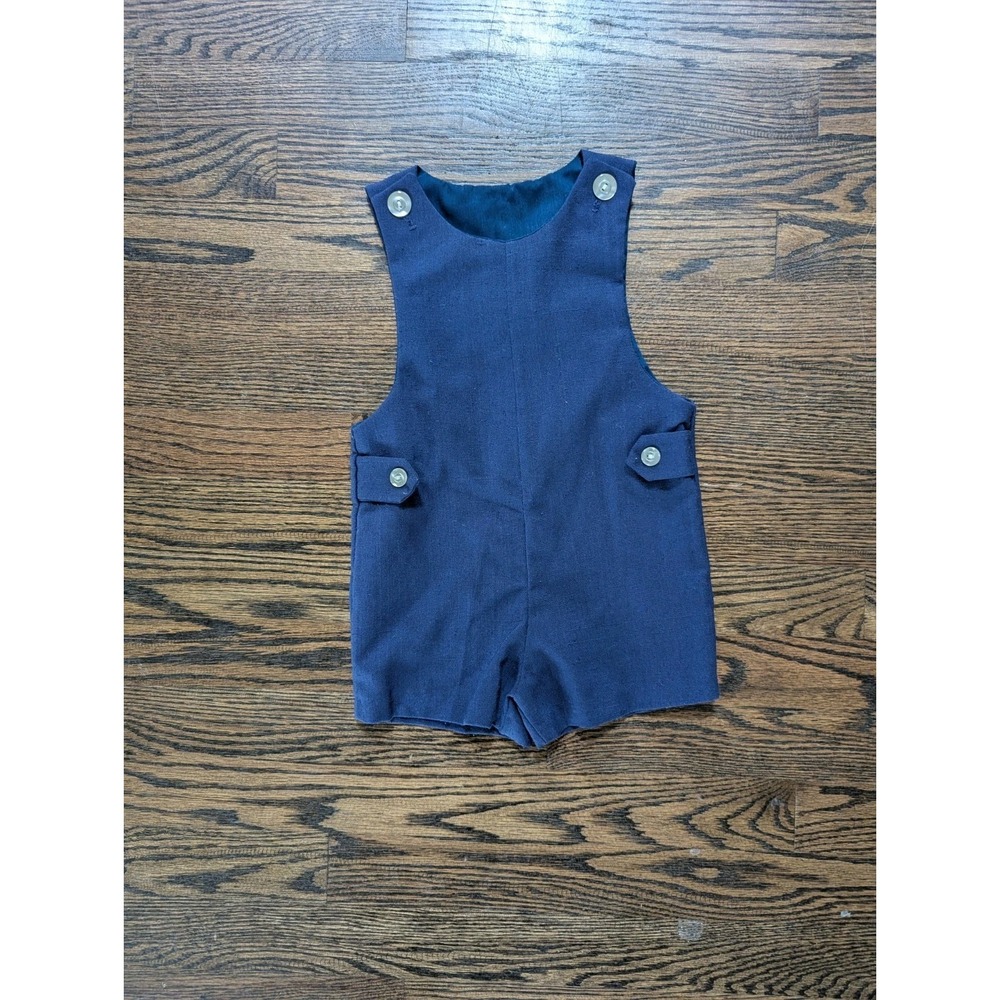 Vintage Boys One Piece Good Lad Romper Shorts Jumper Outfit Size 3T NavyBlue USA